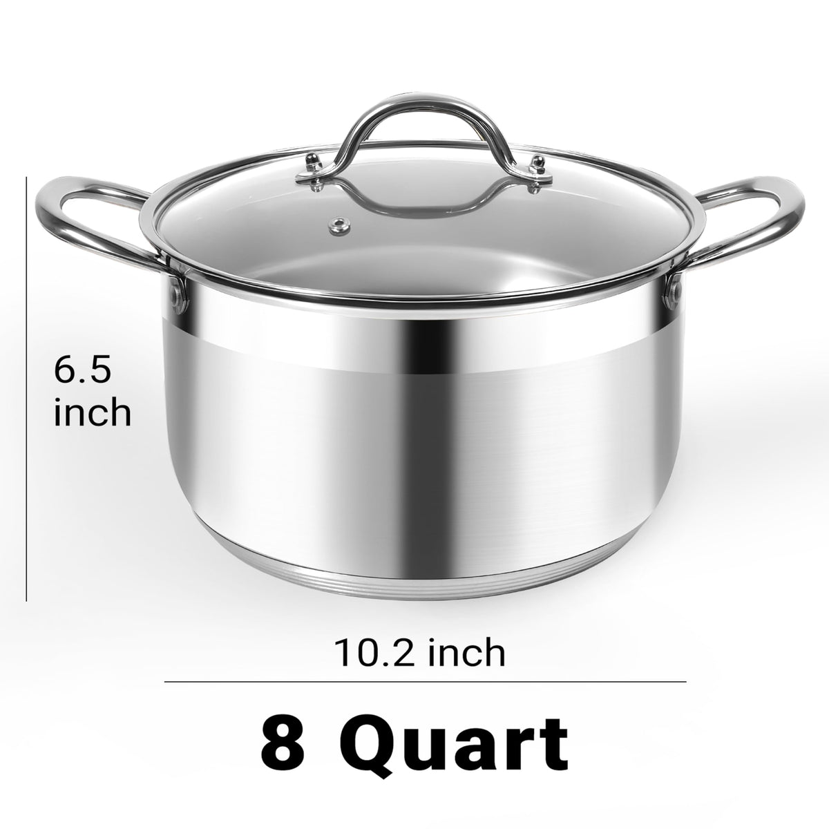 Kirecoo stockpot glass lid shows steam, helping monitor simmering.