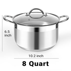 Kirecoo stockpot glass lid shows steam, helping monitor simmering.