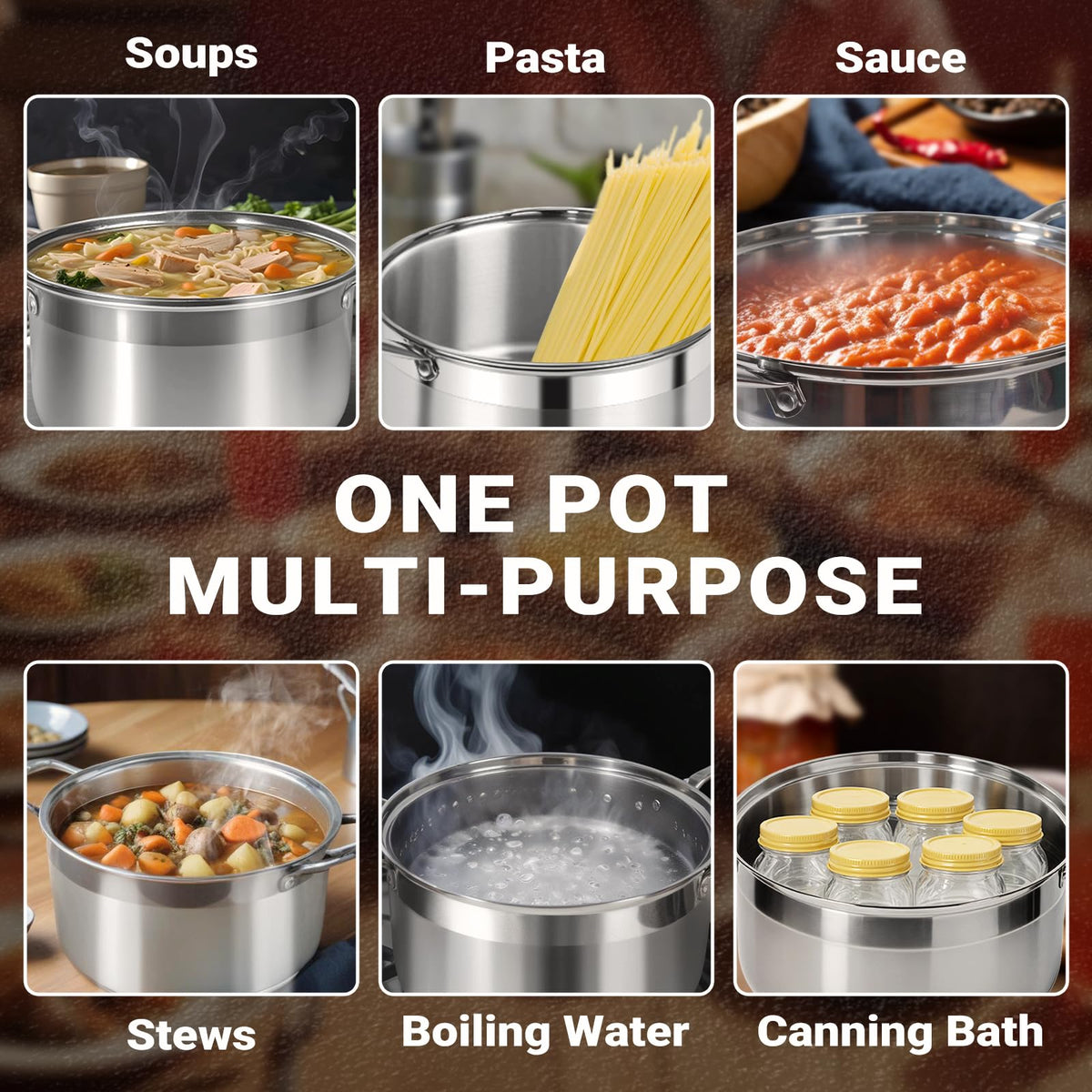 Kirecoo induction-compatible stock pot fits multiple cooktops