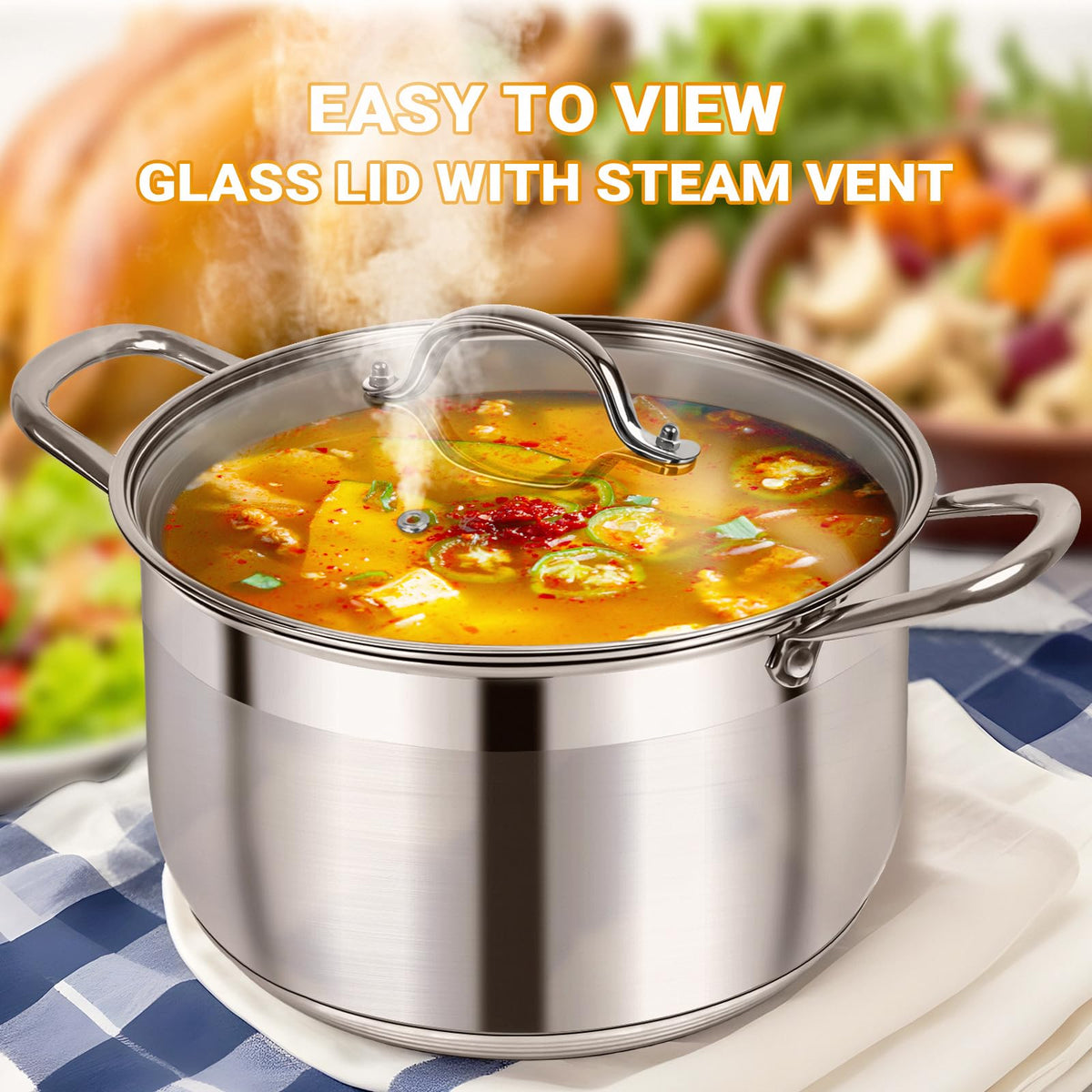 Kirecoo stock pot interior is nonstick for effortless food release