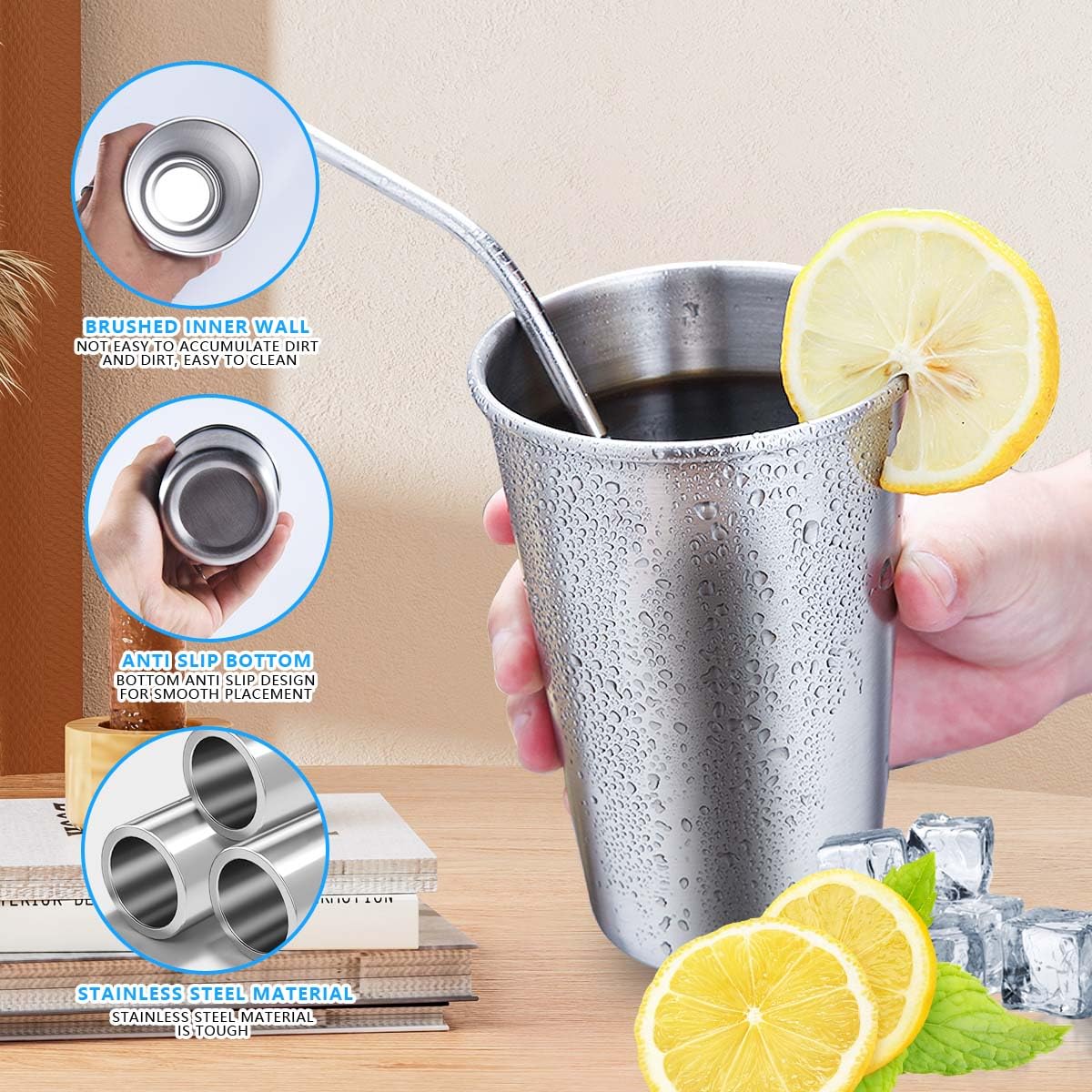 500ml capacity KISEER stainless steel pint cup for coffee, tea, and cold drinks