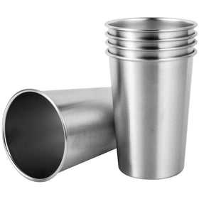 KISEER 5-pack stainless steel pint cups, 350ml, durable daily drinkware.