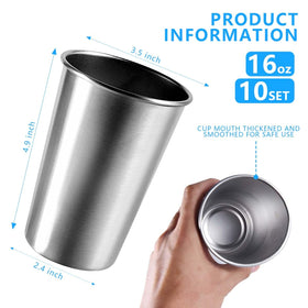 KISEER unbreakable stainless steel pint cups with polished finish for everyday use.