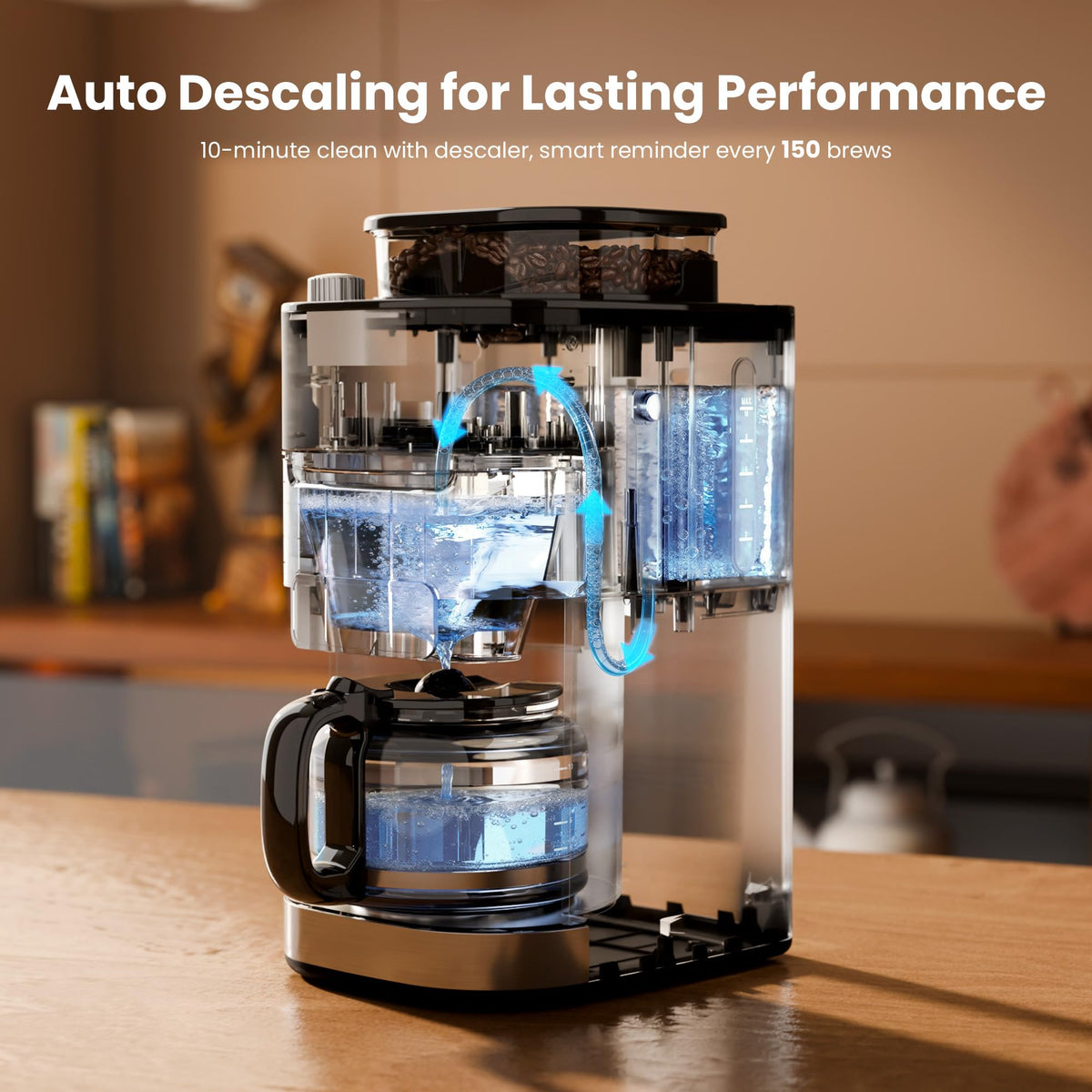 Kismile 1-5 liter water tank coffee maker reduces refills during the day