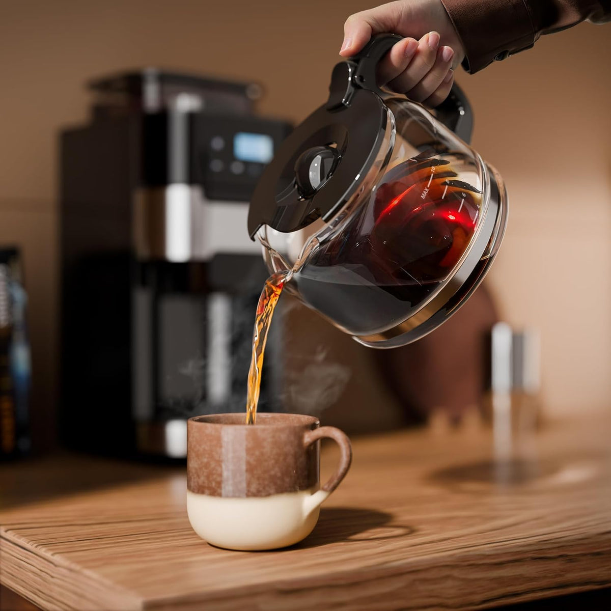 Kismile keep-warm time setting keeps coffee at ideal temp