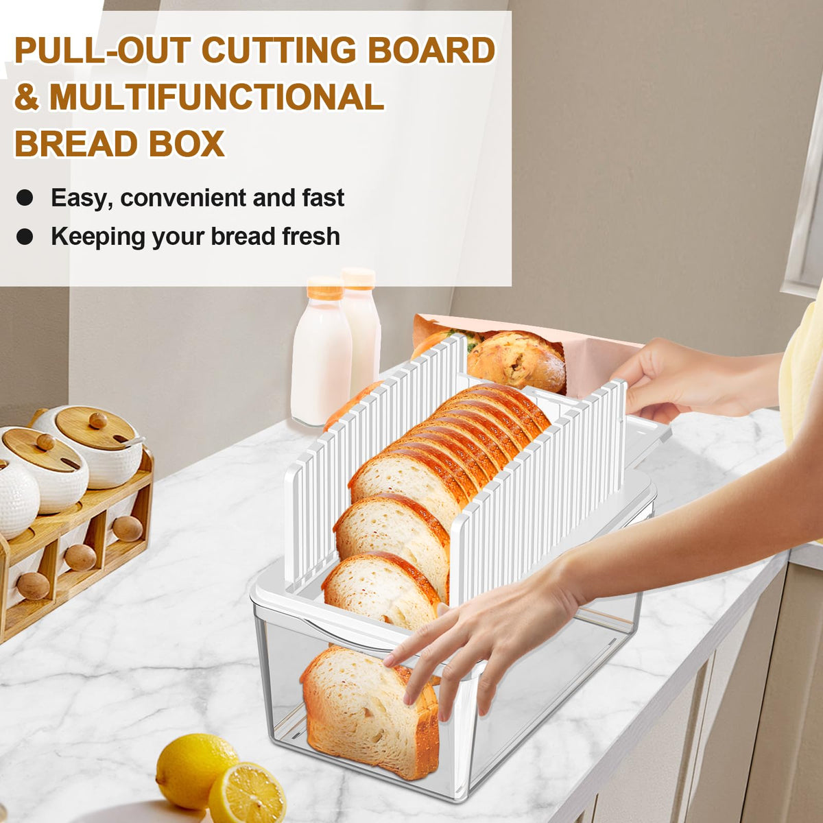 Kiss Core 2-in-1 pull-out cutting board reduces crumbs for easy cleanup