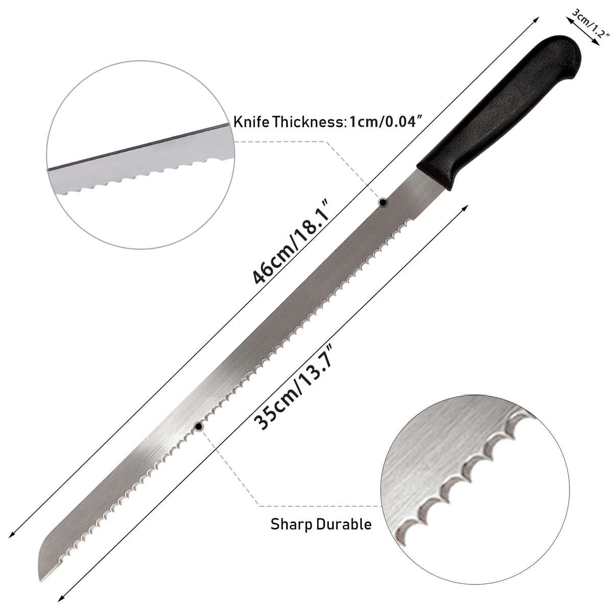 Kiss Core serrated edge close-up shows sharp, clean bread cuts.