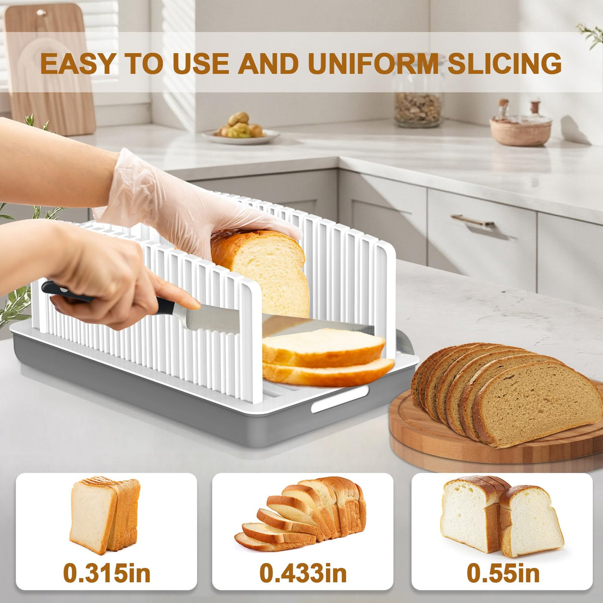 Kiss Core Upgrade Bread Slicer with crumb tray for easy cleanup