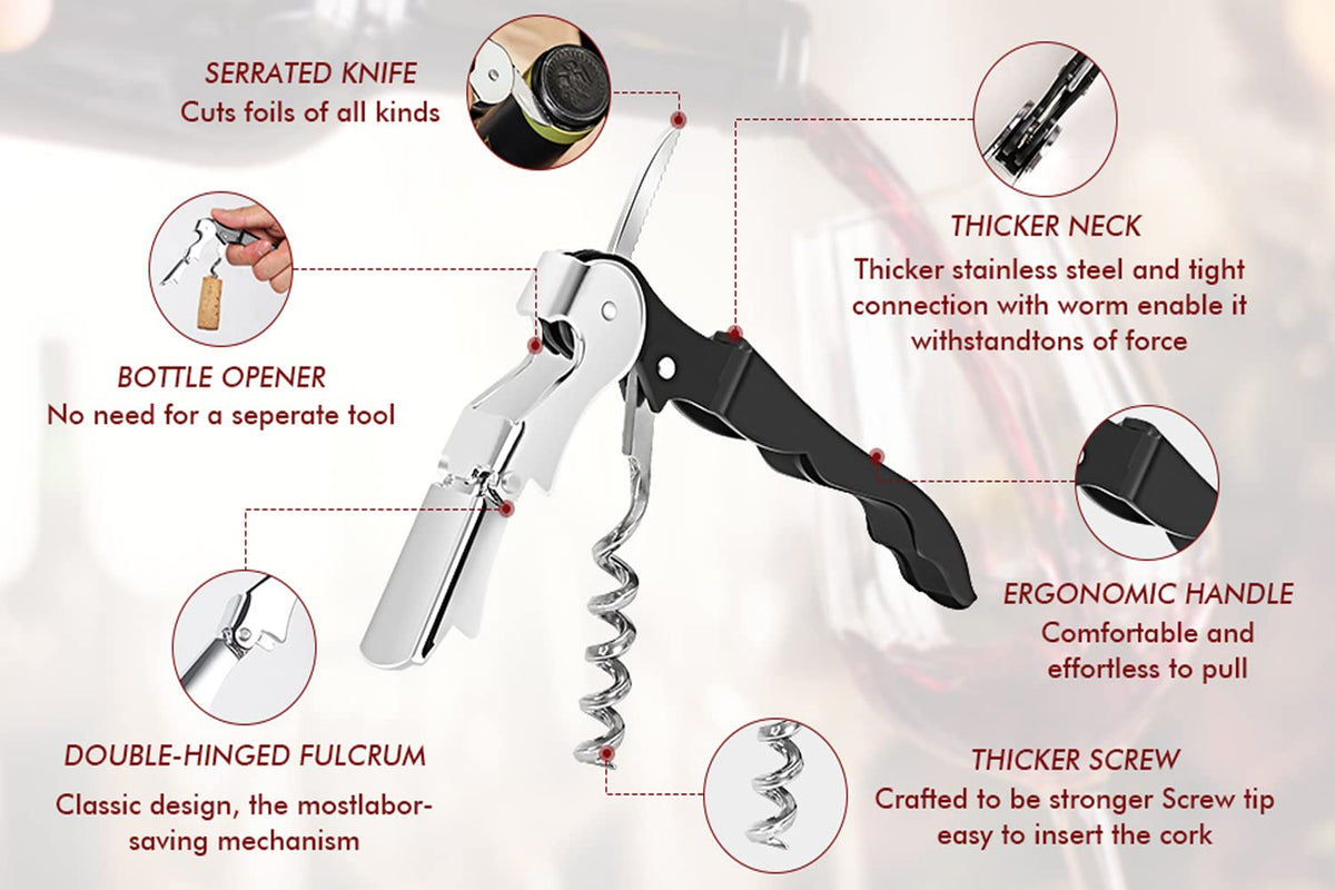Kit-Home corkscrew in action opening a wine bottle smoothly.