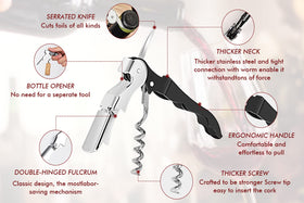 Kit-Home corkscrew in action opening a wine bottle smoothly.