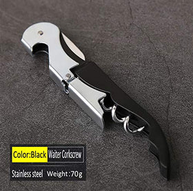 Kit-Home corkscrew with foil cutter demonstrates quick foil removal during service.