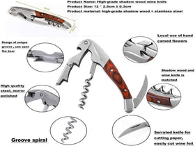 Kit-Home all-in-one wine key with beer opener and foil cutter for quick service.