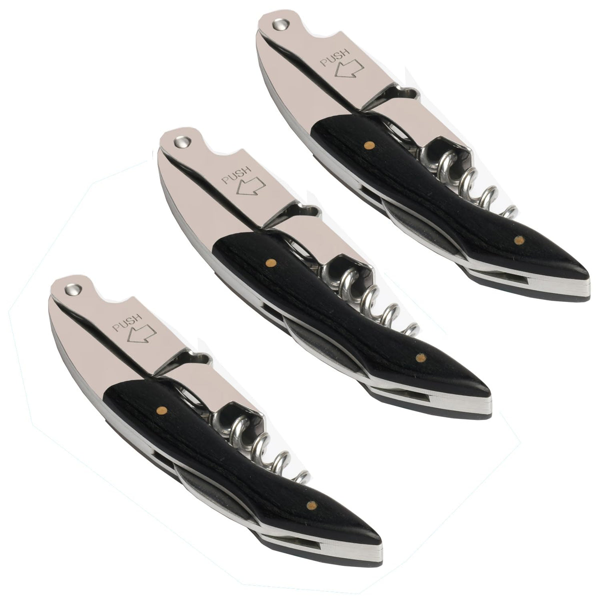 Kit-Home wine key with rosewood handle folded for travel and on-the-go service.