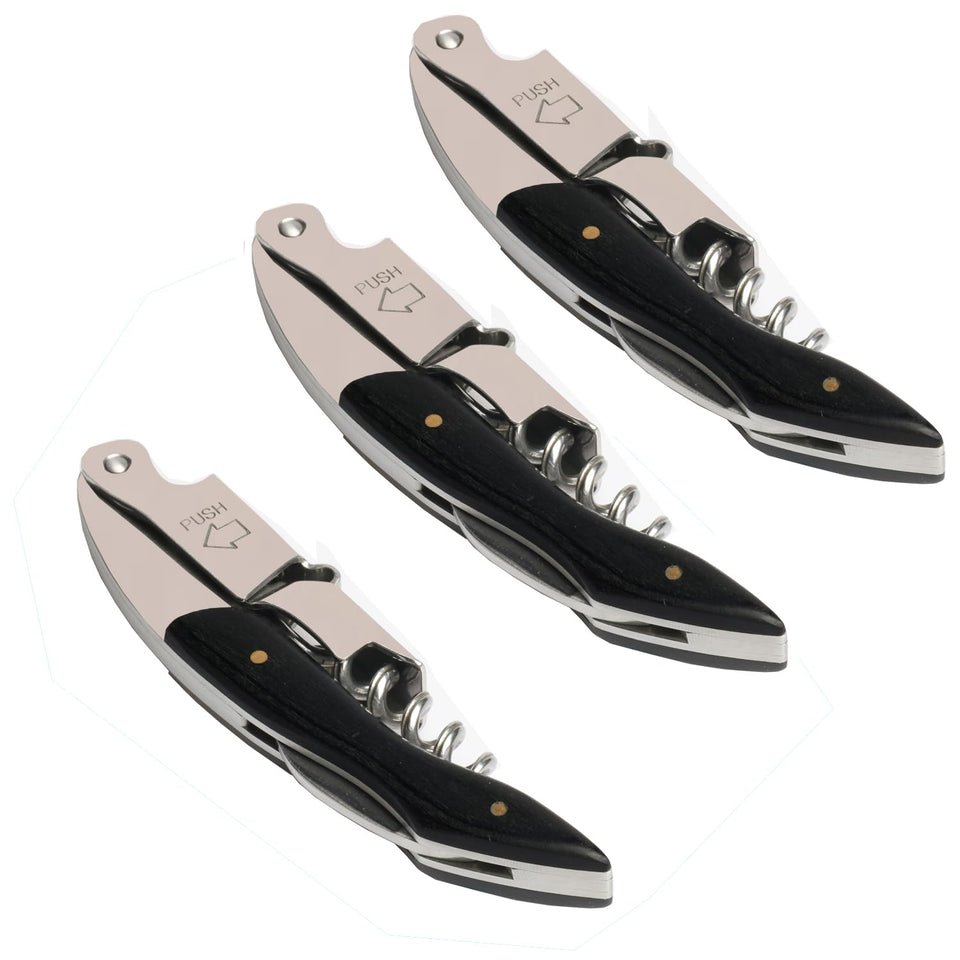 Kit-Home wine key with rosewood handle folded for travel and on-the-go service.