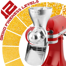 KITOART grain mill 12 grind levels dial enabling precise flour texture for various grains.