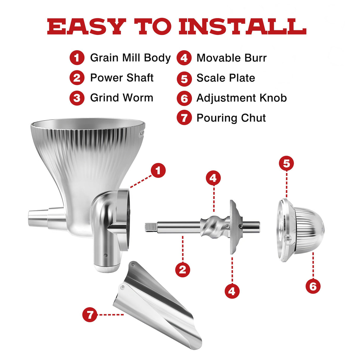 KITOART grain mill attachment grinding wheat and oats to your preferred consistency.