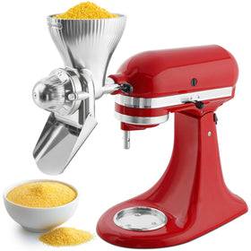 KITOART grain mill attachment on KitchenAid mixer for durable grinding precision.
