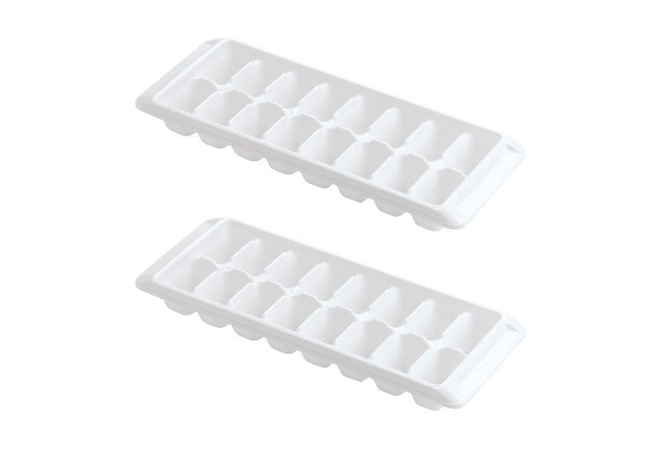 Kitch easy-release ice tray front view with 16 cubes in white.
