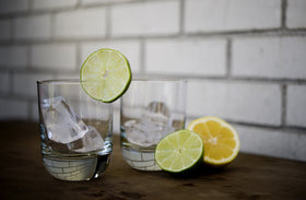 Kitch two-tray set yields 32 cubes for drinks.