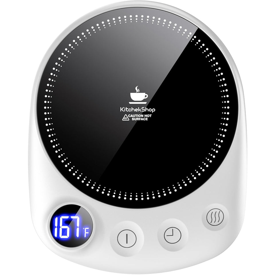 KitchekShop mug warmer showing quick heating for long-lasting warmth