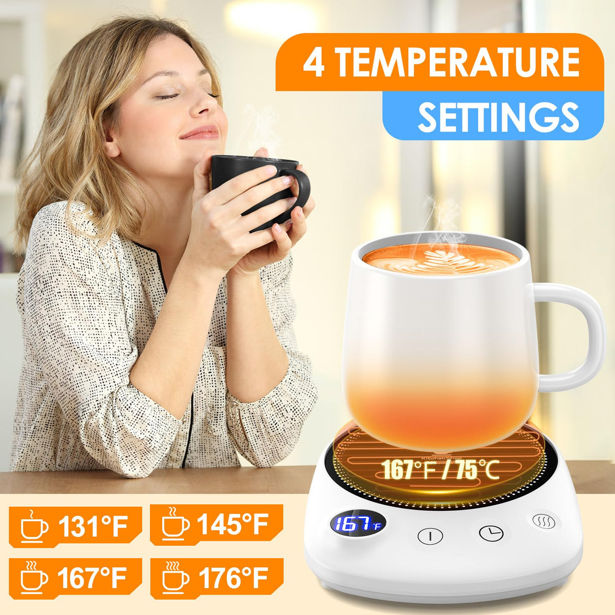 KitchekShop mug warmer with auto shutoff timer enhances safe use