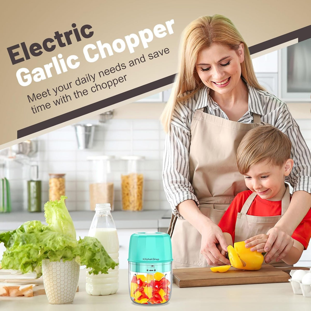 KitchekShop compact mincer 350ml bowl for small-batch seasoning