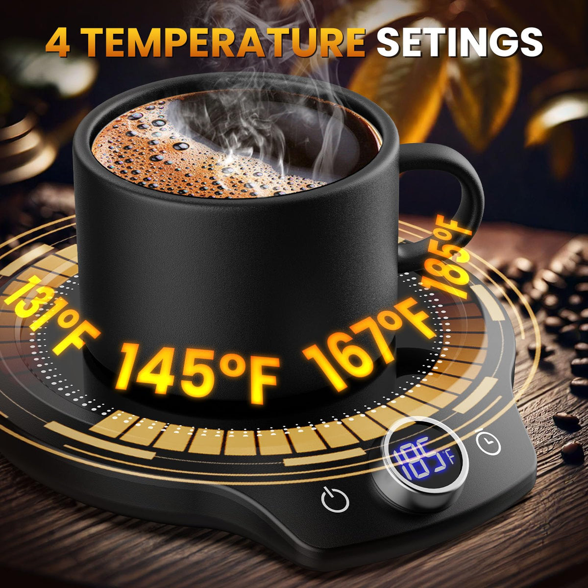 KitchekShop mug warmer auto-pause/resume prevents spills and conserves energy