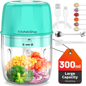 KitchekShop rechargeable mini-processor green top view for quick meal prep