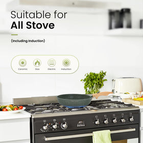 Kitchen Academy 2qt saucepan with lid for precise simmering and convenient stacking.
