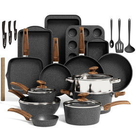 Kitchen Academy 30-piece induction set on stove, versatile cookware for any meal