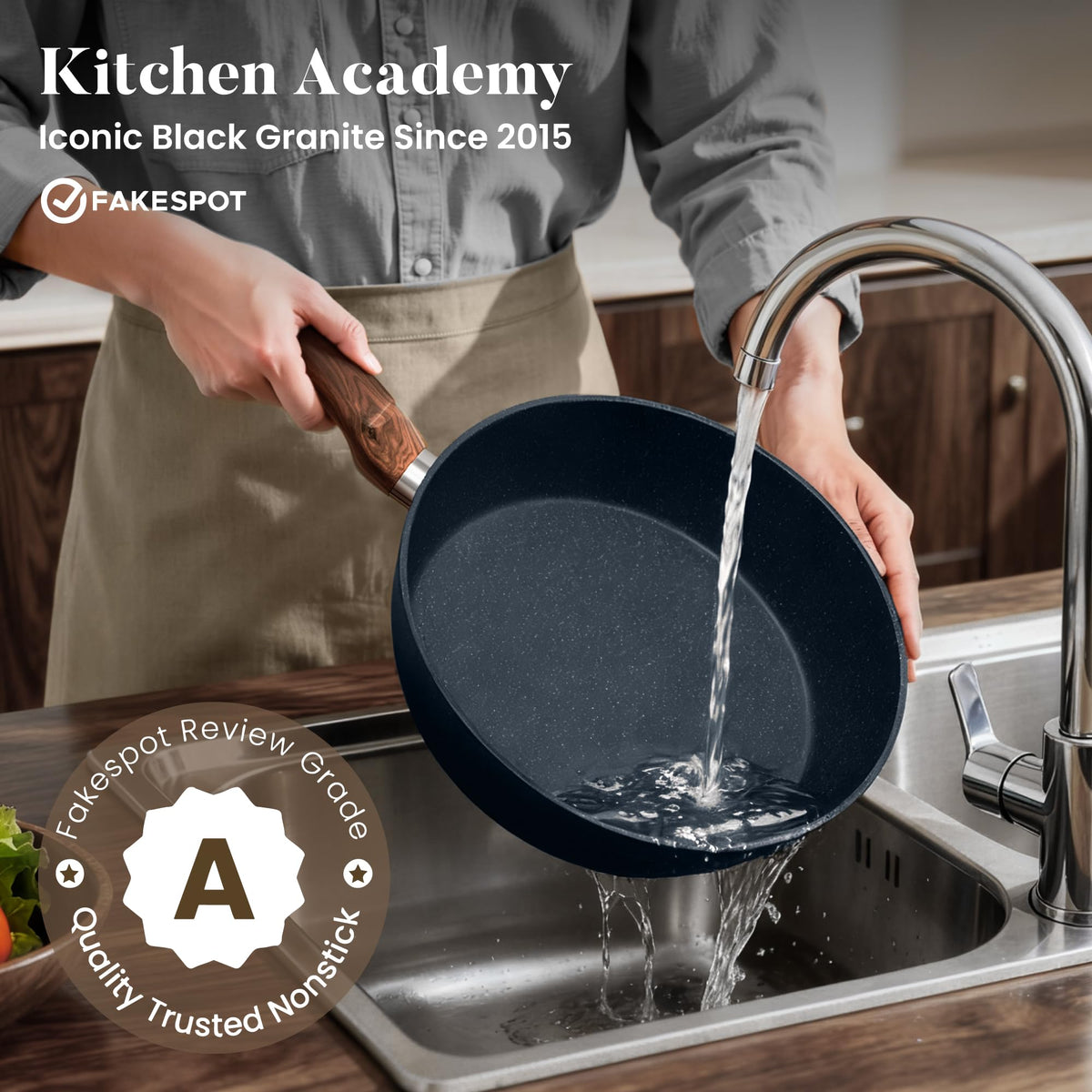 Kitchen Academy 3-quart casserole with lid for versatile meals.