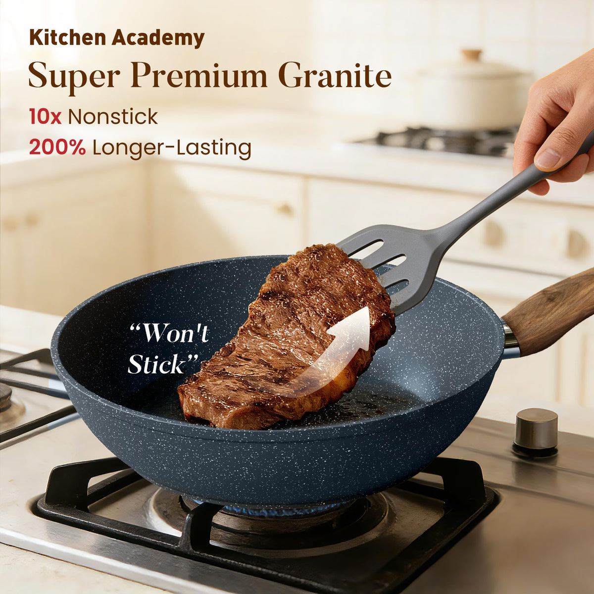Kitchen Academy 8-inch non-stick frying pan delivering quick, even heat.
