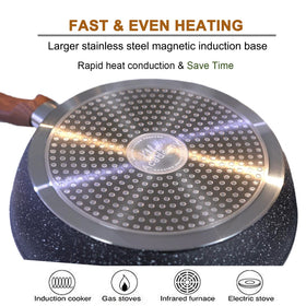 Kitchen Academy 9.7-inch deep fry pan with lid for versatile browning.