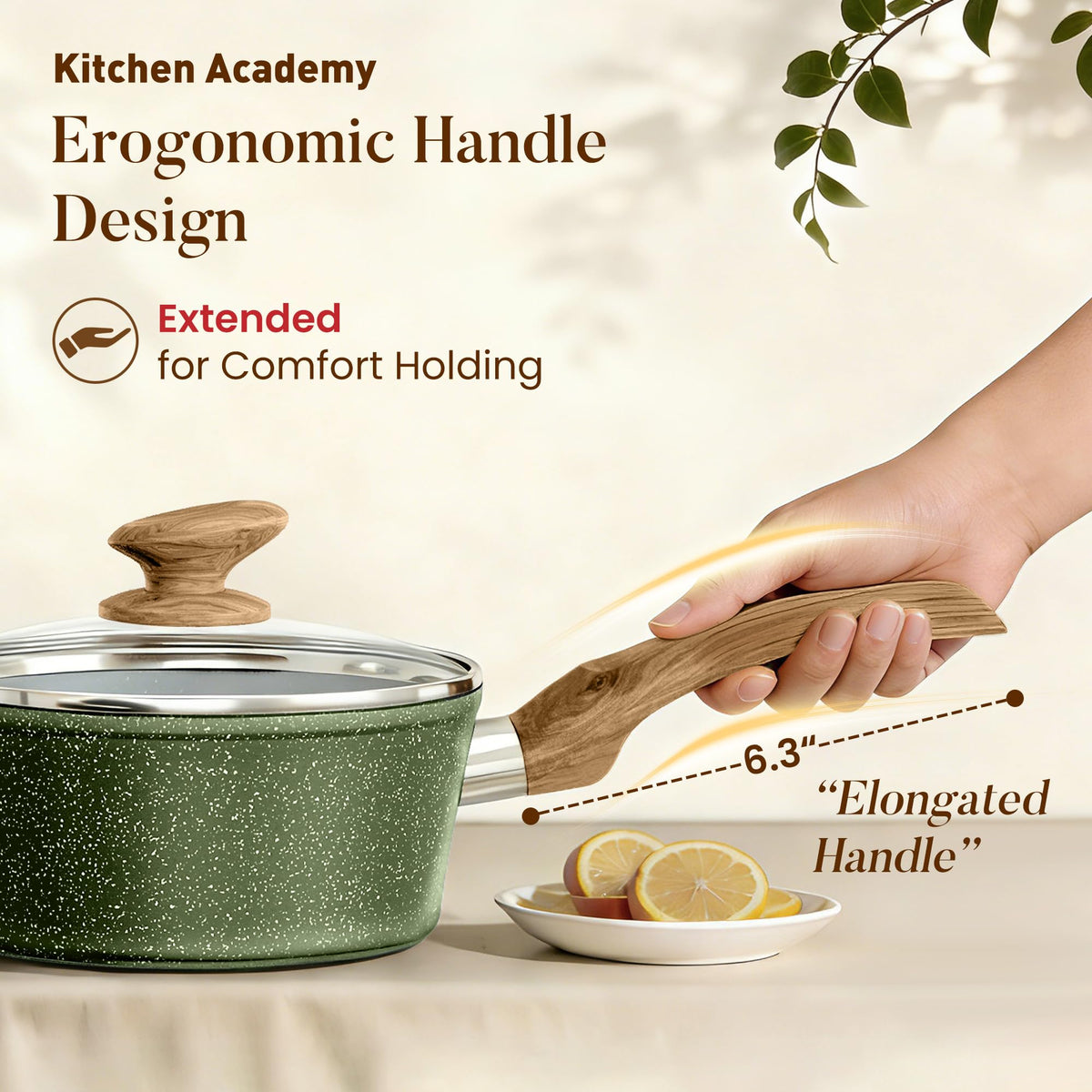 Kitchen Academy aluminum core heats quickly and distributes heat evenly.