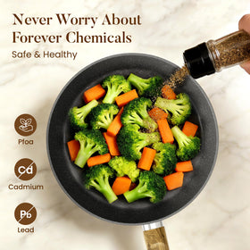 Kitchen Academy granite nonstick coating highlights easy release and cleanup