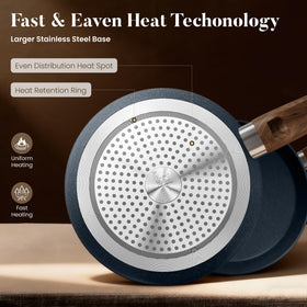 Kitchen Academy induction-compatible base ensures fast, even heating.