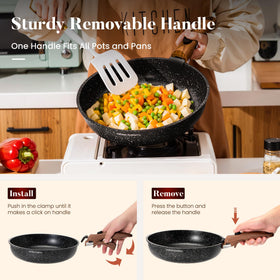 Kitchen Academy removable-handle 10-inch fry pan for versatile meals on the go