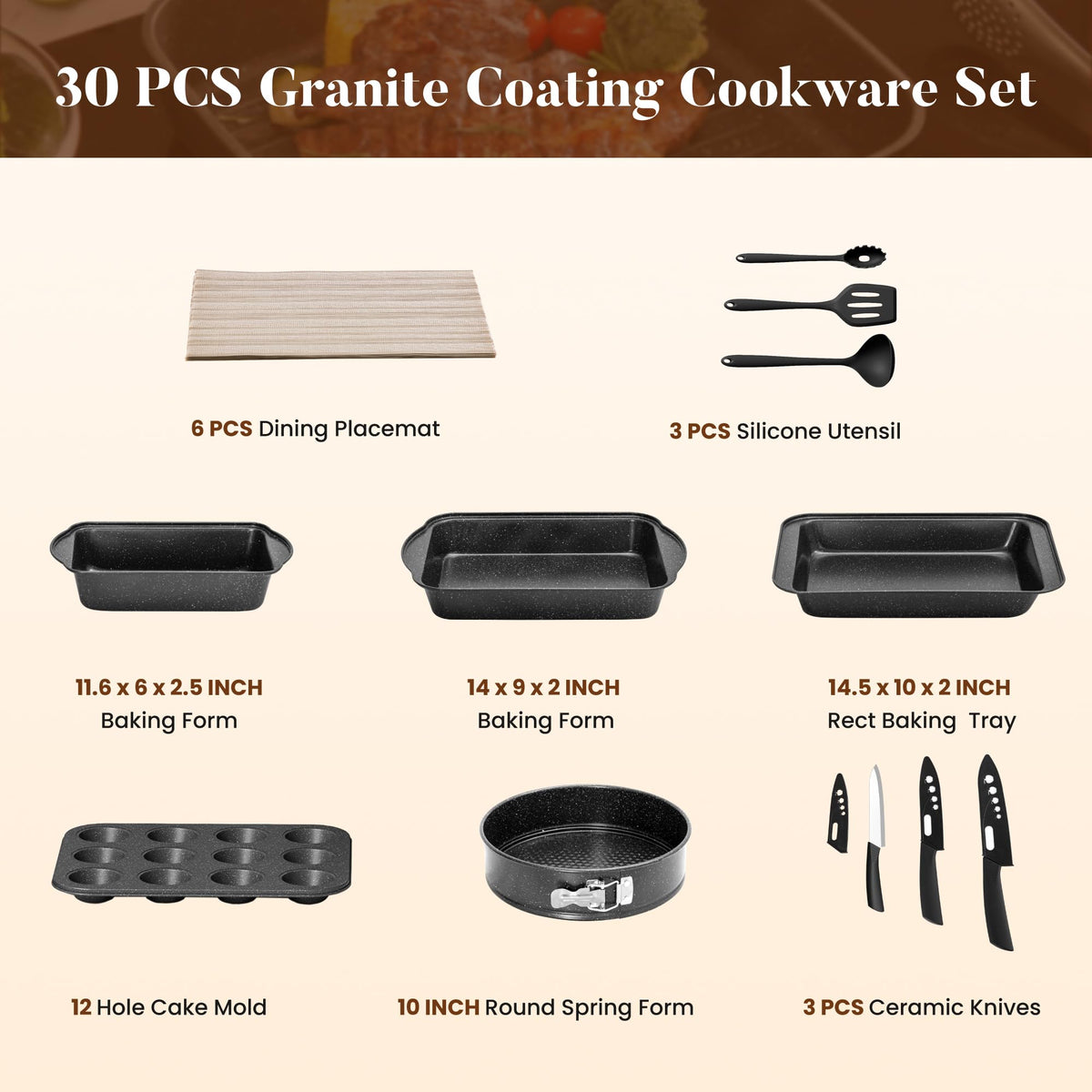 Kitchen Academy induction-ready cookware set brightens stovetop with sleek granite finish