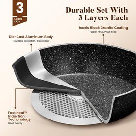 Kitchen Academy saucepans and casseroles for sauces, soups, and stews.