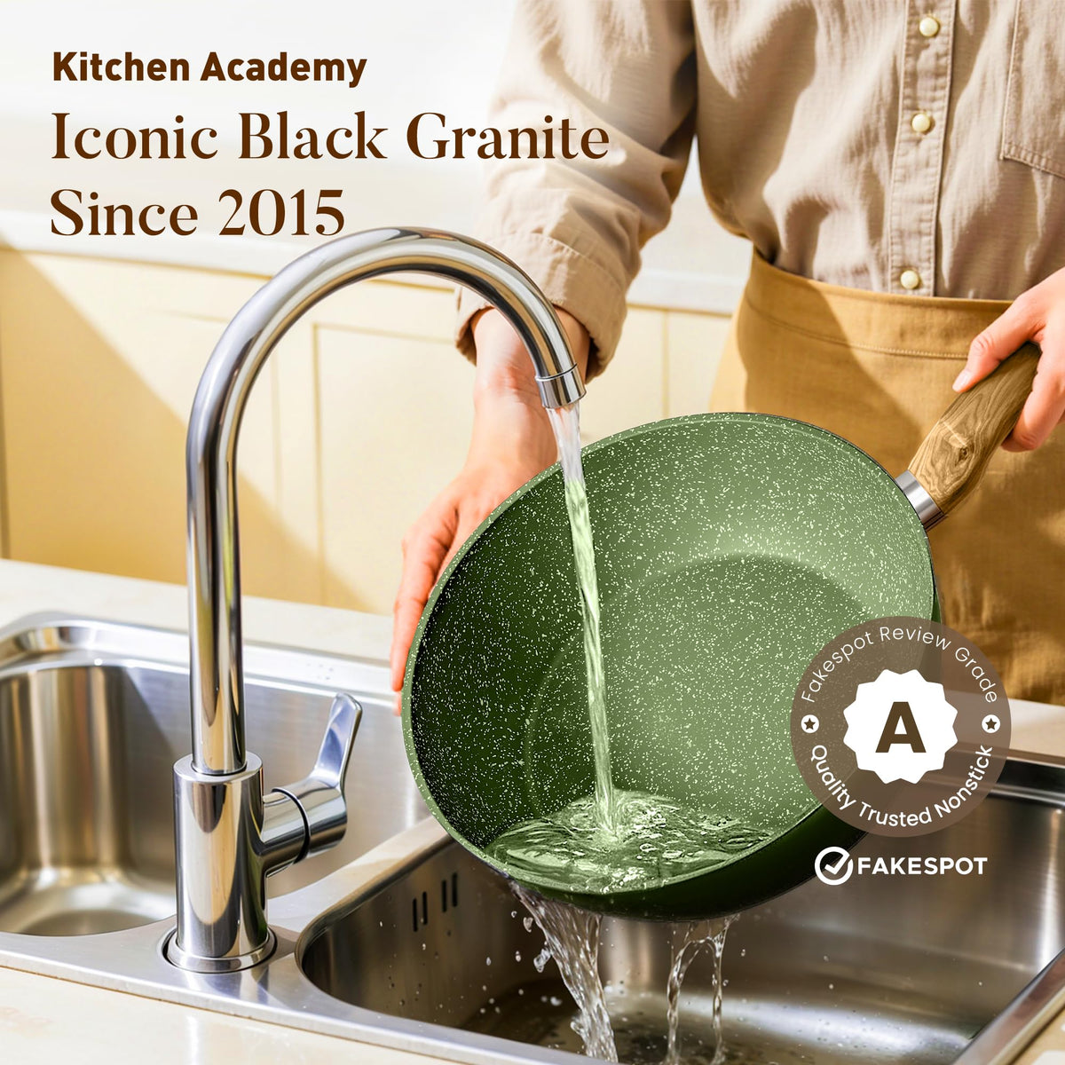 Kitchen Academy silicone utensils included for safe, convenient cooking.