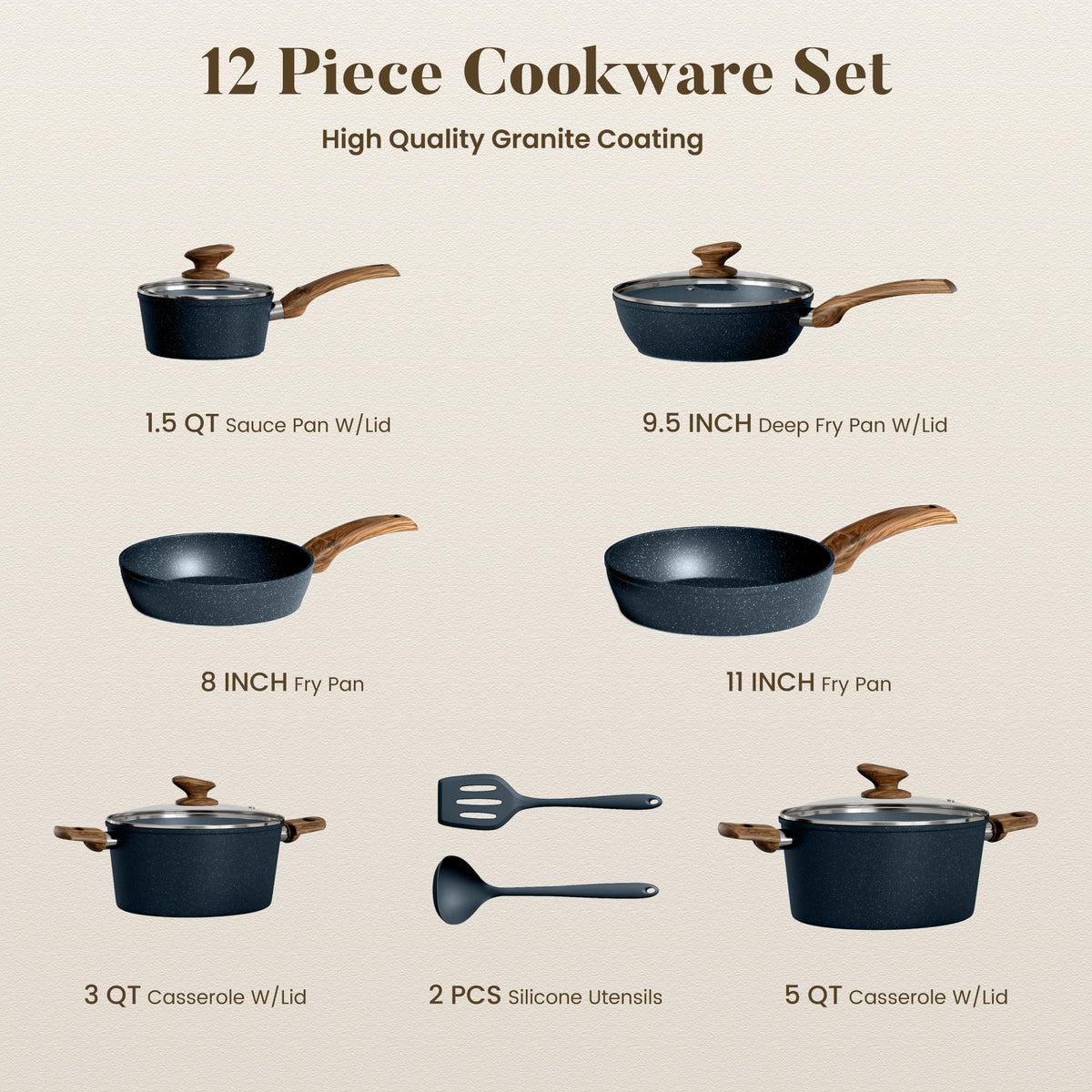 Kitchen Academy silicone utensils set for safe stirring.