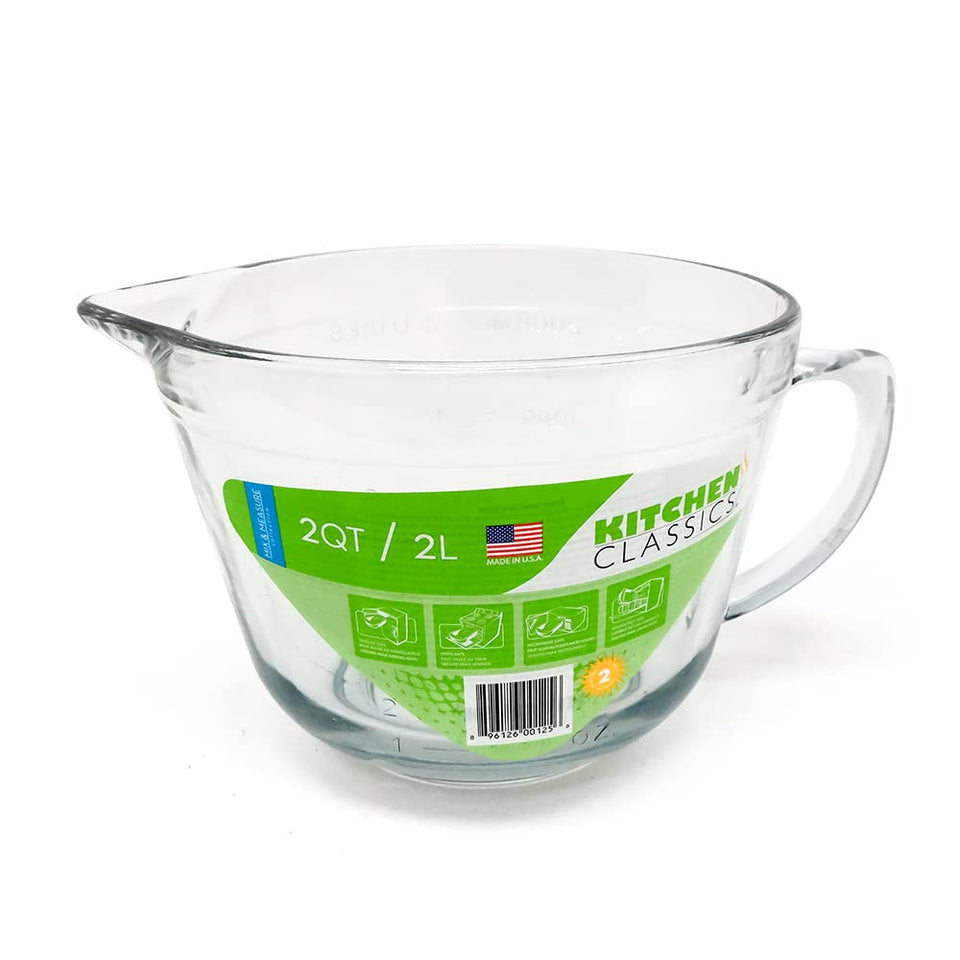 Kitchen Classics 2 Quart Batter Bowl shows large capacity for batter prep and mixing.