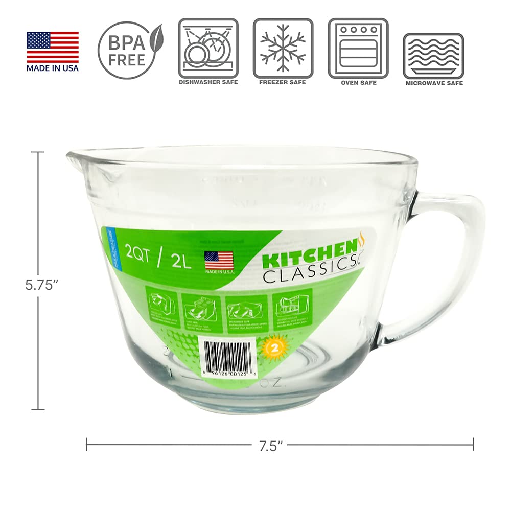 Kitchen Classics 2 Quart Batter Bowl highlights a measurement scale for precise prep.