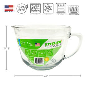 Kitchen Classics 2 Quart Batter Bowl highlights a measurement scale for precise prep.
