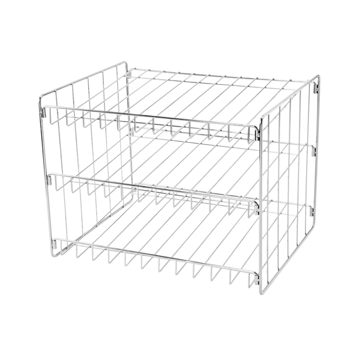 Kitchen Details freestanding chrome steel can rack fits on counters or shelves for space saving.