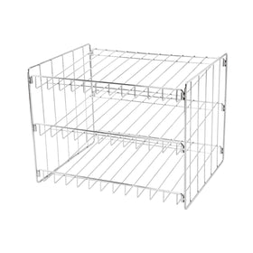 Kitchen Details freestanding chrome steel can rack fits on counters or shelves for space saving.