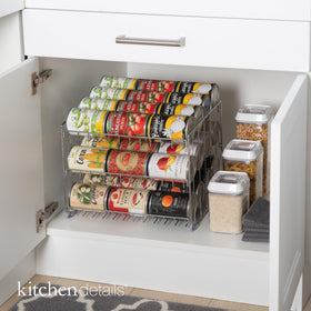 Kitchen Details 3-tier chrome steel rack securely holds up to 36 cans.