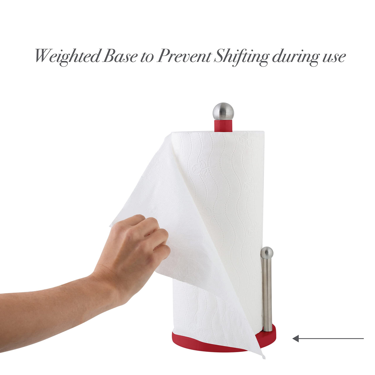 Kitchen Details red paper towel holder EVA base close-up protects surfaces.