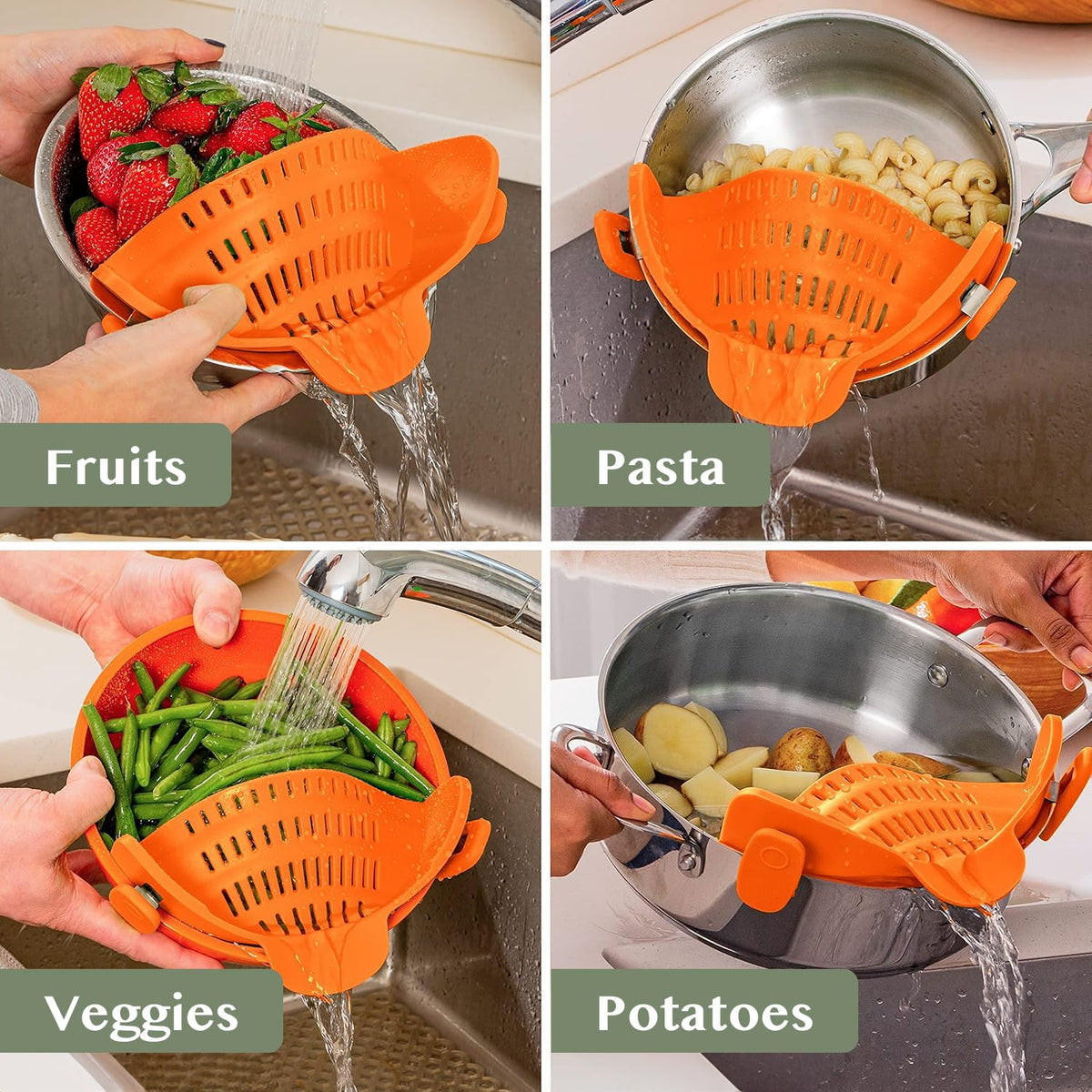 Kitchen Gizmo clip-on strainer durable design for daily use