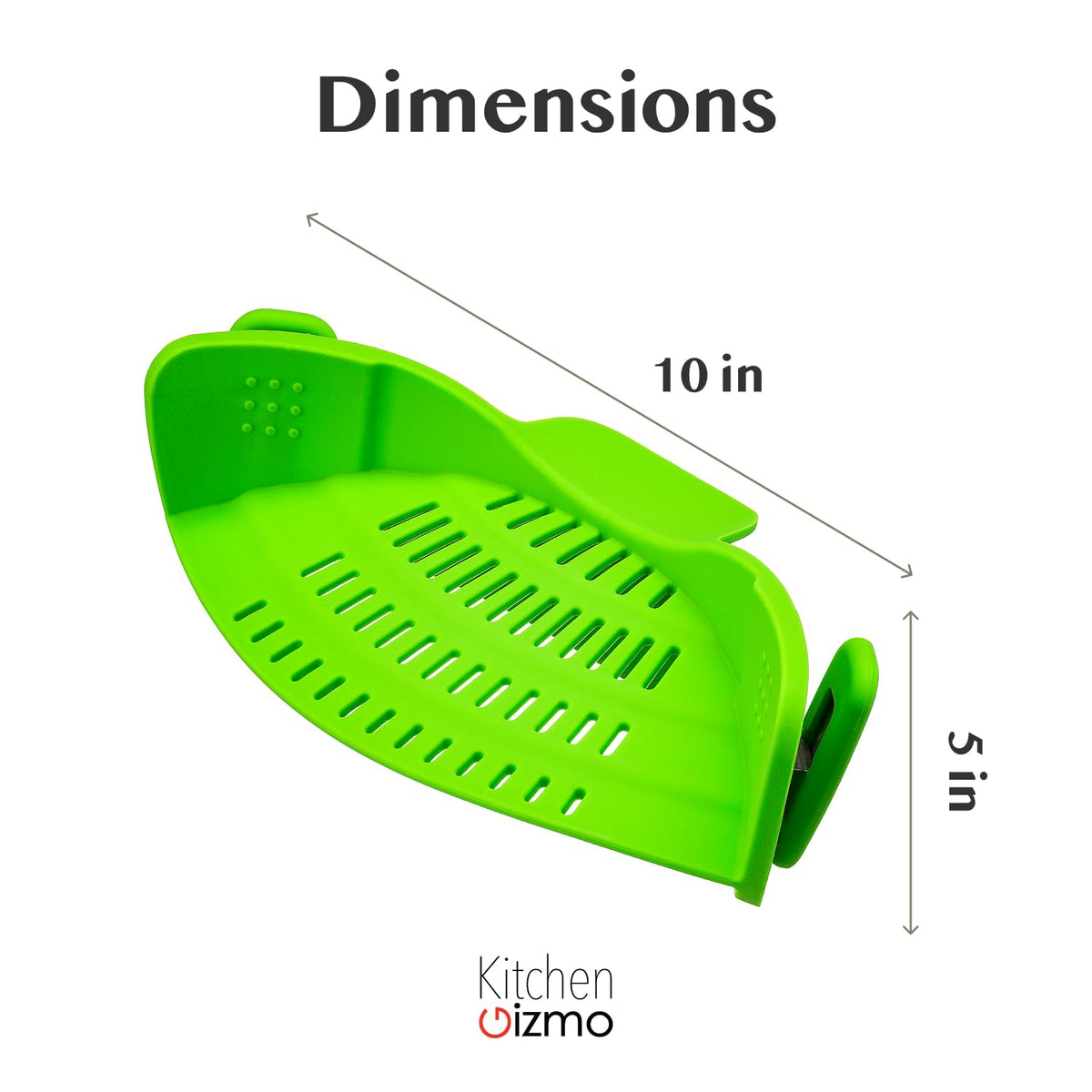 Kitchen Gizmo clip-on strainer with pour-ready design for safe draining